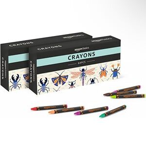 Amazon Basics Crayons Set - One Box of 64 with Sharpener - NEW